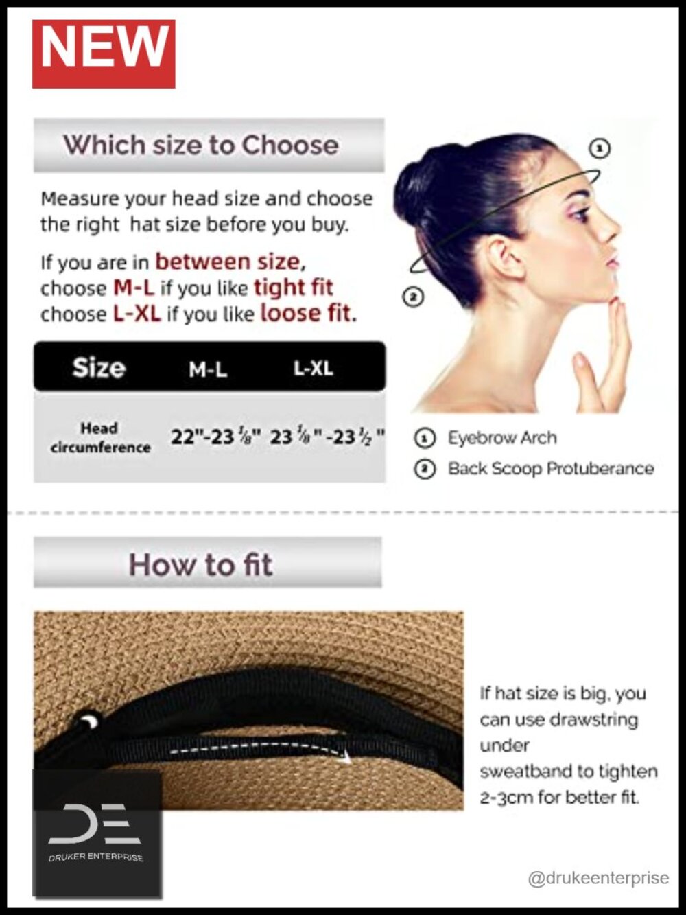 Wide Brim Straw Sun Hat with Adjustable Chin Strap - Picture 2 of 6
